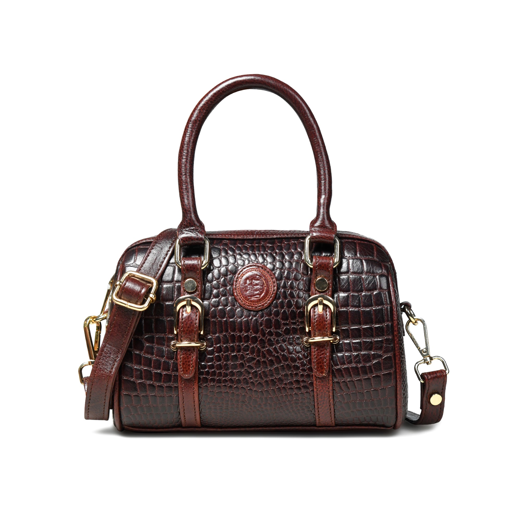 Emerald Luxe Croc Satchel Bag